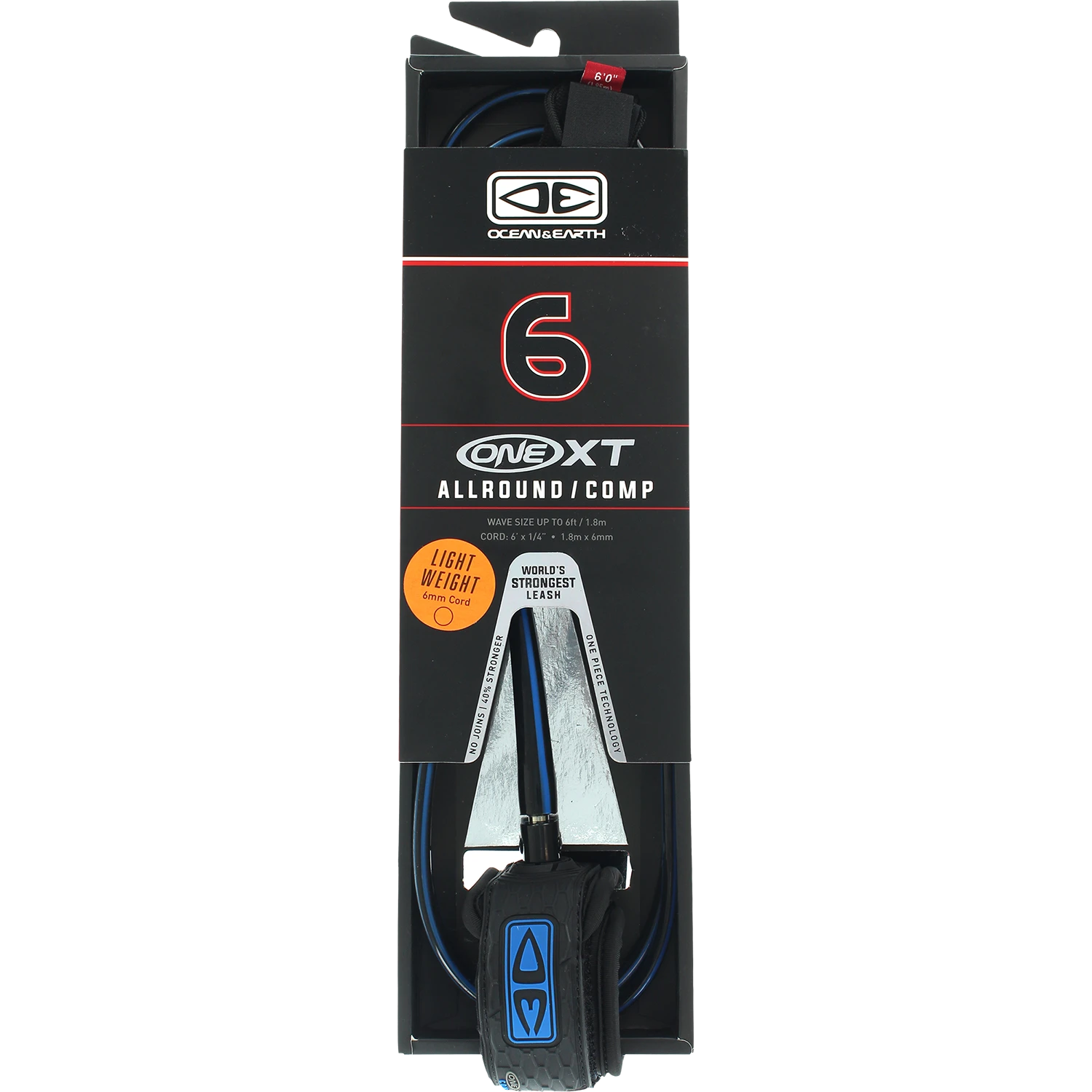 O&E ONE XT ALLROUND COMP LEASH 6' BLK/BLUE 1 O&E ONE XT ALLROUND COMP LEASH 6' BLK/BLUE