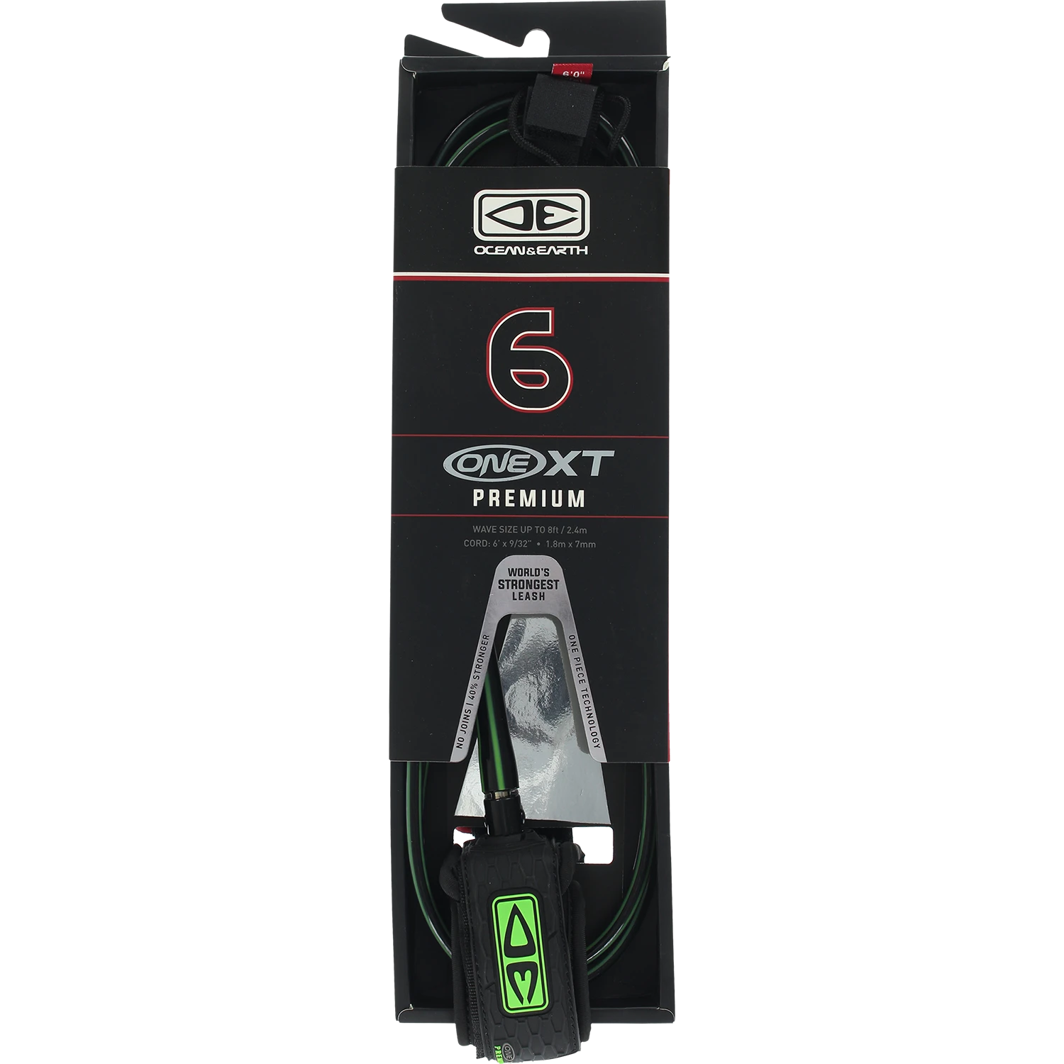 O&E ONE XT PREMIUM LEASH 6' BLK/LIME 1 O&E ONE XT PREMIUM LEASH 6' BLK/LIME