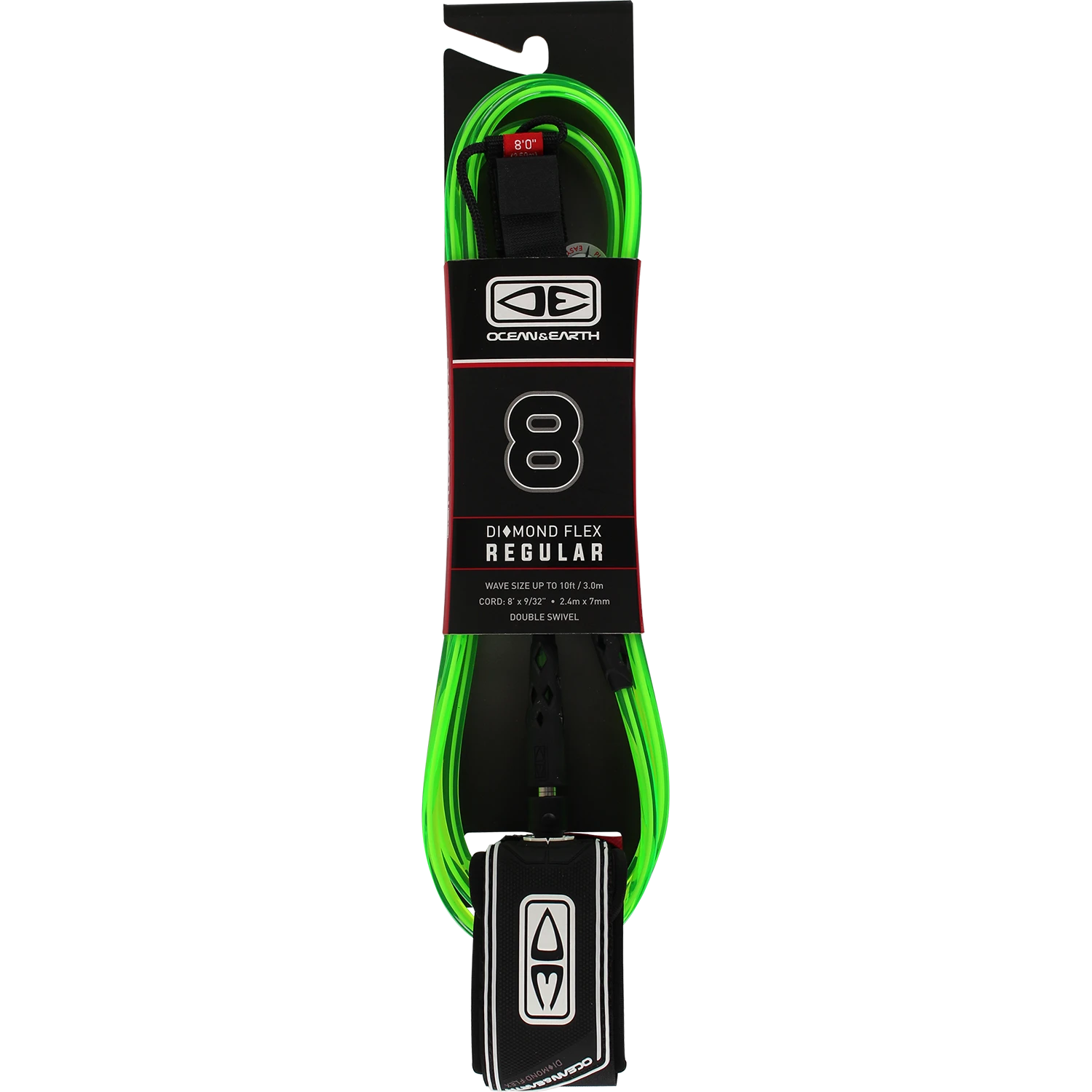 O&E MOULDED REGULAR LEASH 8' LIME 1 O&E MOULDED REGULAR LEASH 8' LIME