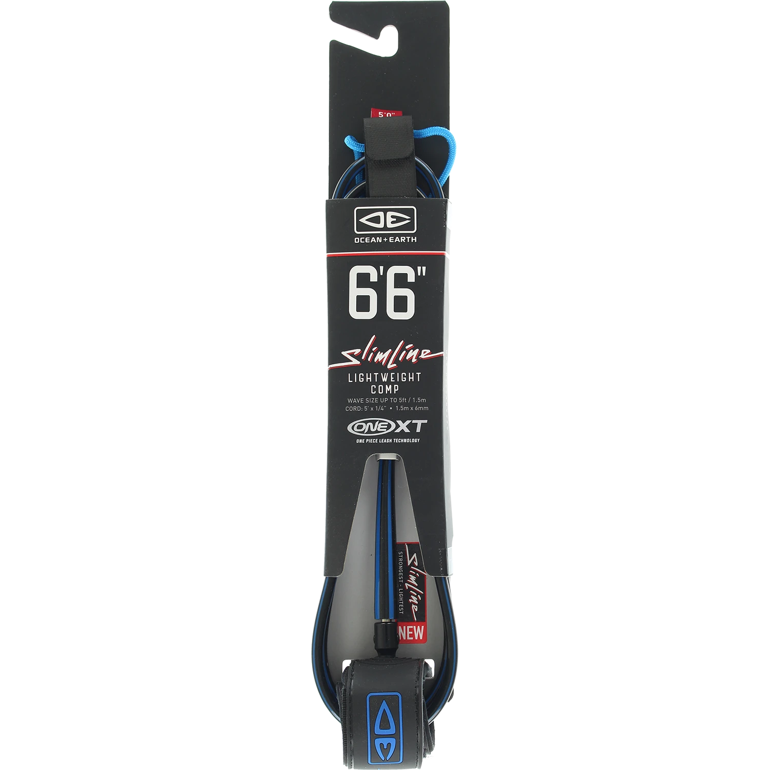 O&E SLIMLINE LIGHTWEIGHT COMP ONE-XT LEASH 6'6"BLU 1 O&E SLIMLINE LIGHTWEIGHT COMP ONE-XT LEASH 6'6"BLU