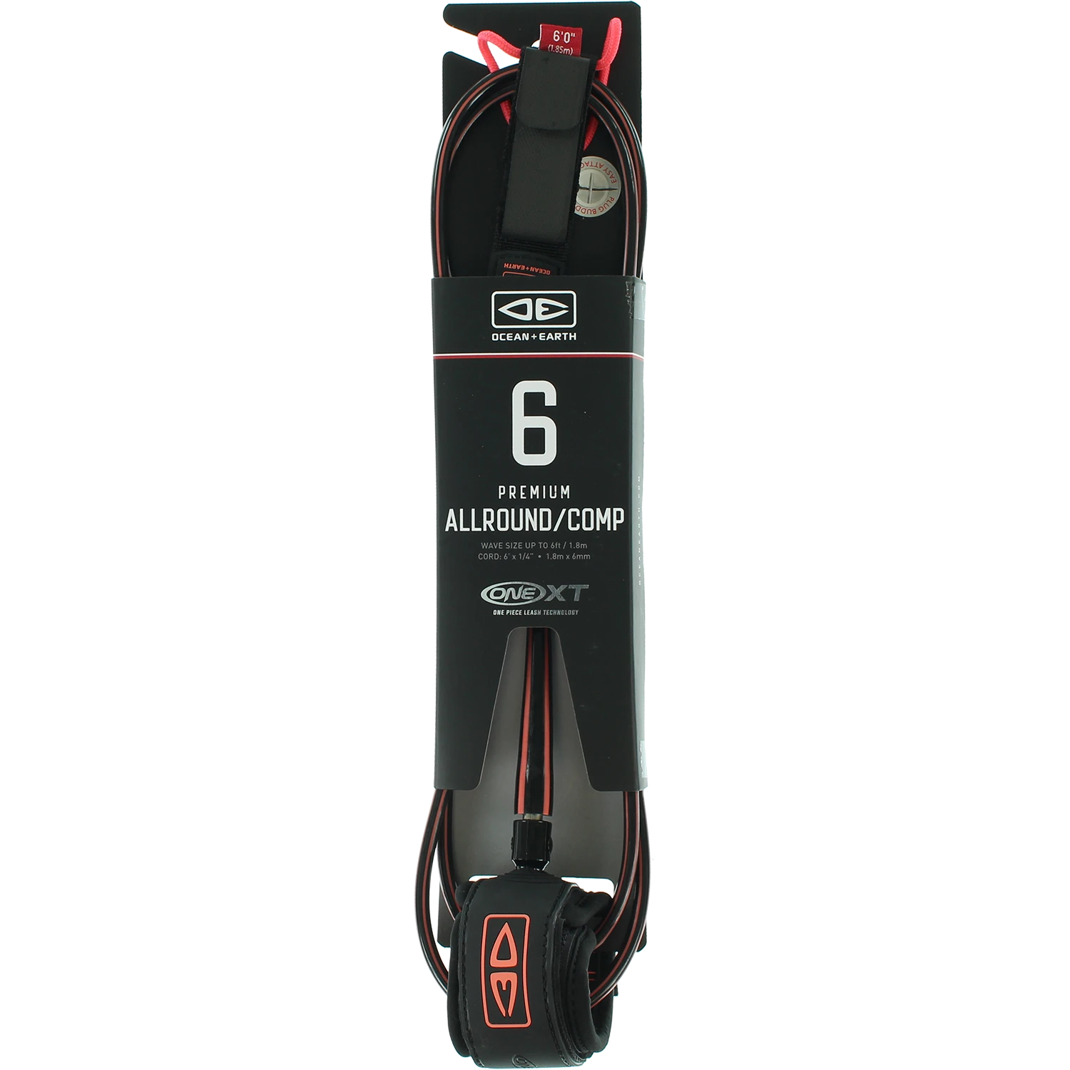 O&E ONE XT ALLROUND COMP LEASH 6' CORAL 1 O&E ONE XT ALLROUND COMP LEASH 6' CORAL