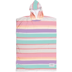 O&E YOUTH SUNKISSED HOODED PONCHO MULTI STRIPE