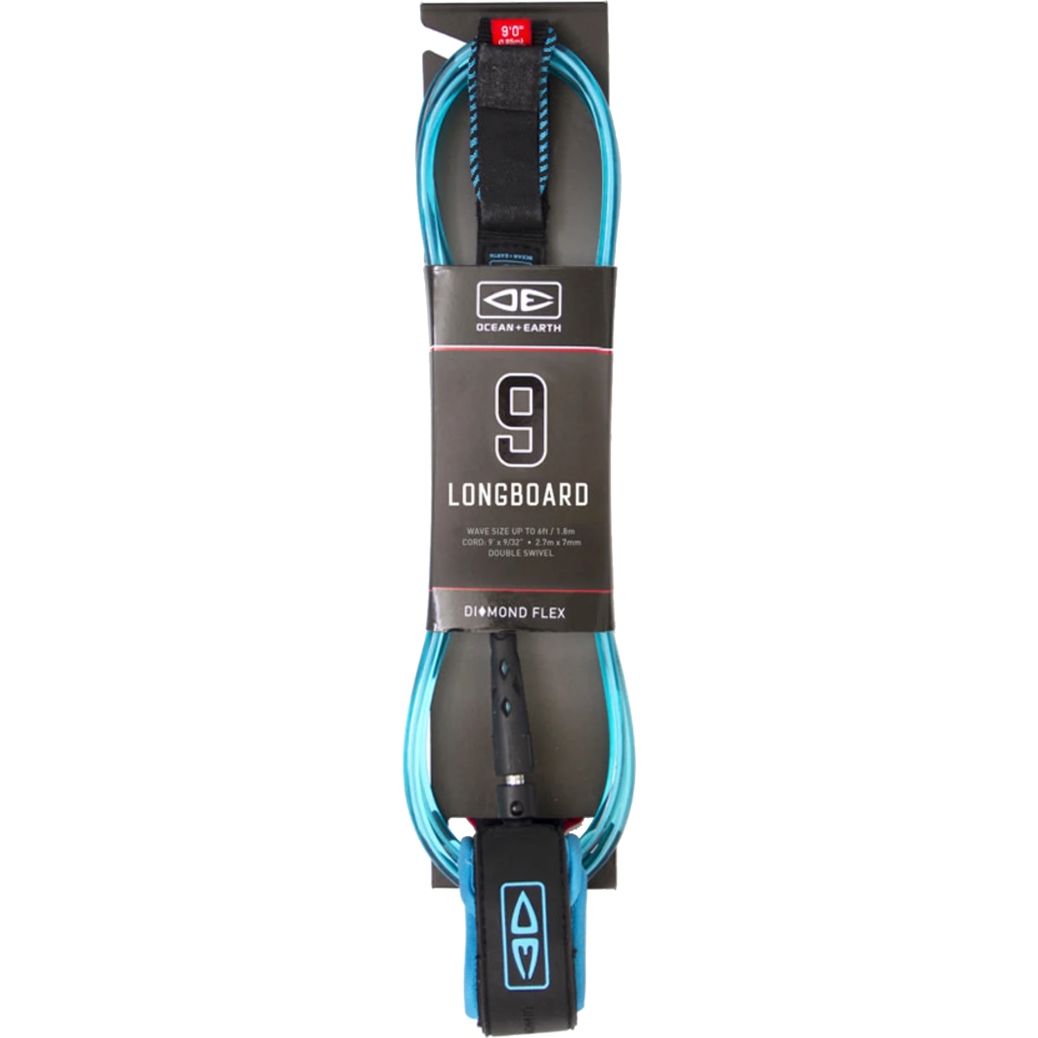 O&E MOULDED LONGBOARD REGULAR LEASH 9' BLUE 1 O&E MOULDED LONGBOARD REGULAR LEASH 9' BLUE